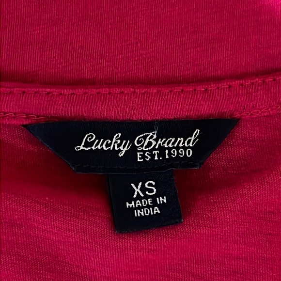 Lucky Brand Dark Pink Embroidered Short Sleeve Shirt - Picture 2 of 16